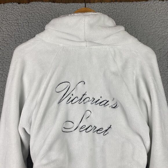 Victoria's Secret Plush Bath Robe White Size ML Medium Large Plush Mid Length - Picture 7 of 14